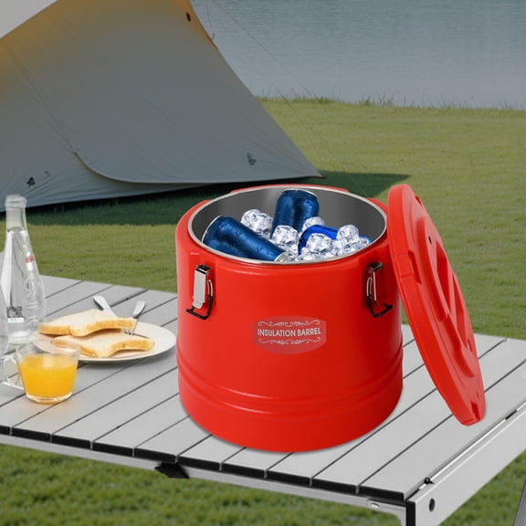 30L Insulated Bucket, Portable Insulated Beverage Cooler, Red Beverage Containers