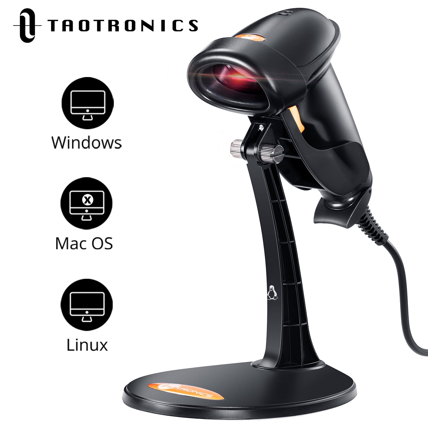USB Professional Automatic Barcode Scanner Scanning Barcode Bar-code Reader with Hands Free Adjustable Stand Black Advanced Very Fast