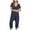 Navy, variant on Fashion Plus Size Jumpsuits for Women Casual Summer Casual Short Sleeve Jumpsuit Solid Jumpsuits Wide Pocket Leg Pant 50% off Clearance!