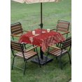thumbnail image 3 of Outdoor Tablecloth with Umbrella Hole and Zipper, Christmas Snowflakes Square Table Cloth 60x60 Inch Waterproof Tablecloth, Winter Xmas Pine Leaf Red on Linen Picnic Table Cover for Patio Camping, 3 of 7