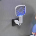 thumbnail image 4 of Electric Fly Swatter Racket Fly Zapper - Powerful Mosquito Zapper Racket Foldable Hanging Standing Handheld Rechargeable Fly Killer, 3-Layer Safe for Humans Pets (white), 4 of 5