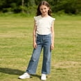 thumbnail image 4 of Fnooota Girls T Shirts, Flutter Sleeve Fashion Summer Crew Neck Kids Tees White Size 2-3 T, 4 of 6