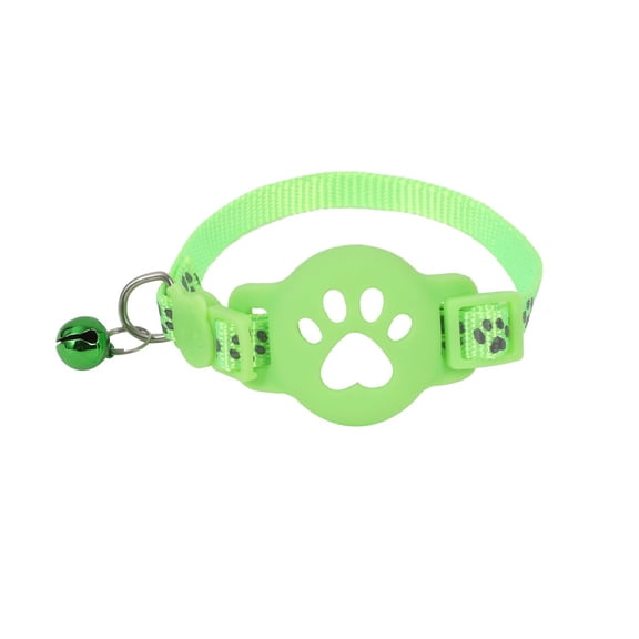 Apple AirTag Pet Collar, Reflective Safety Cat Collar with Bell for Cats and Small Dogs, Fluorescent Green Anti-Lost Tracker Holder (No AirTag Included)