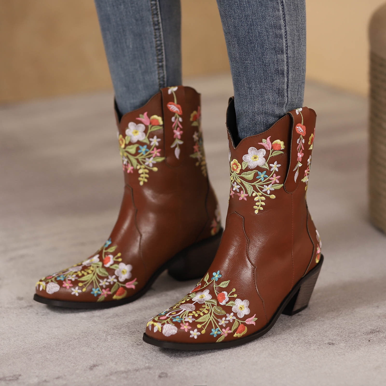 Bottes Cowboy Brodées Femmes Women's Shoes - France