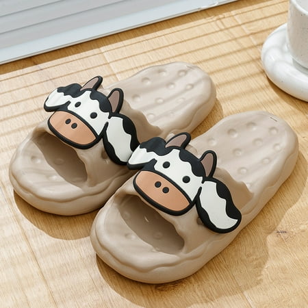 

Voncos Casual Slippers for Women- Women Men Slippers Home Couple Shoes Indoor Outside Soft Soled Cow Slippers Clearance Shoes Khaki 6
