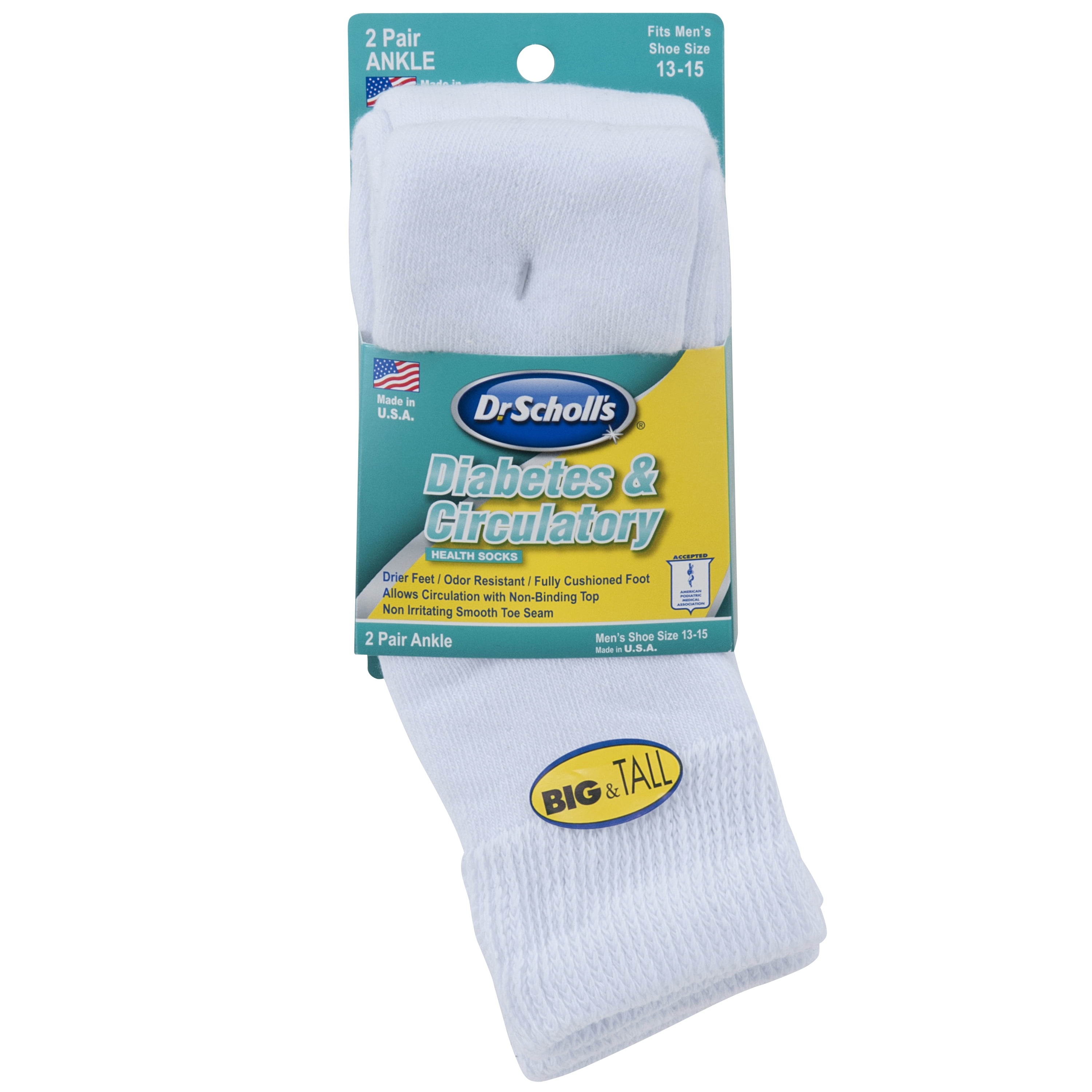 Diabetes and Circulatory Men's Quarter Socks, 2-Pack