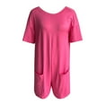 thumbnail image 5 of Womens V Neck Casual Short Sleeve Romper Oversized Tee Rompers Athletic Workout Reversible Overalls With Pockets Pearl Back Jumpsuit New Years Jumpsuit Seasonal Attire Formal Jumpsuits for Women, 5 of 5