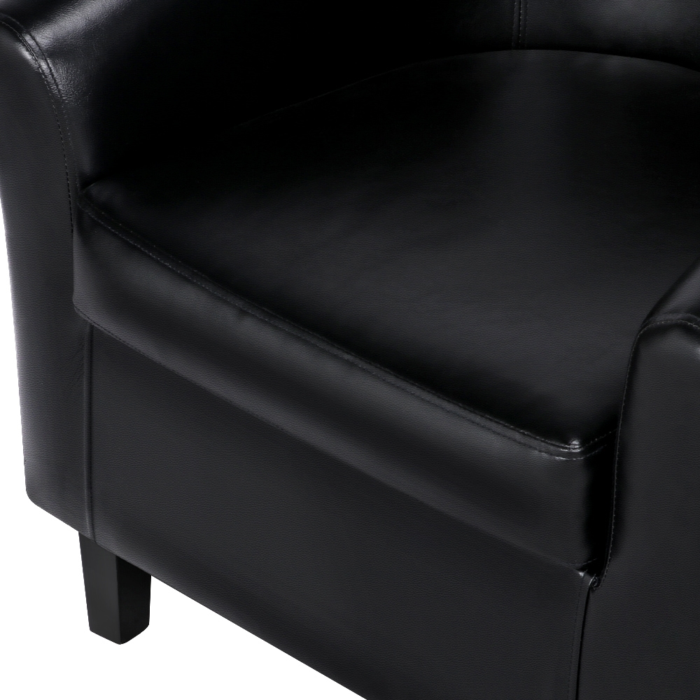 Topeakmart Modern Faux Leather Barrel Accent Chair for Living Room, Black - image 3 of 12