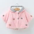 thumbnail image 3 of GYRATEDREAM Baby Girls Faux Fur Warm Cloak Coat Cute Winter Furry Cape Jacket Fluffy Plush Fleece Outwear with Bowknot for 12-18M Pink, 3 of 9
