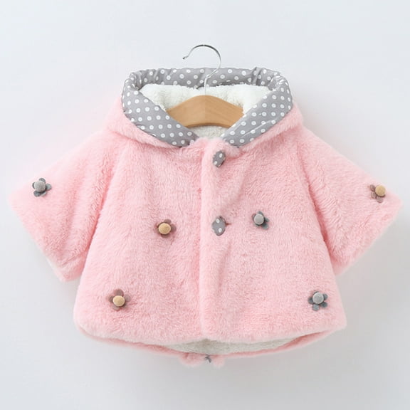 SILVERCELL Girls Winter Flower Pendant Windproof Hooded Coat Baby Cloak Reaching Out when Going Out for 0-18M Infant Toddler