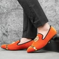 thumbnail image 5 of Men's Penny Slip-On Leather Lined Loafer Luxury Men Shoes, Orange/01, 13 US, 5 of 5