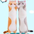 thumbnail image 4 of Soft Sleeping Cat Figure Pillow Stuffed Animal Doll Long Cylindrical Plush Toy for Children Adults 50/70/90 cm Long Brown 50cm, 4 of 5