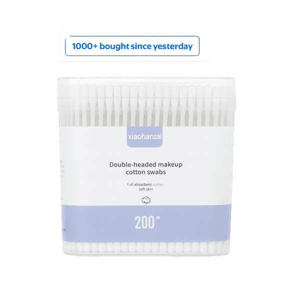 Double-Headed Makeup Cotton Swabs, 200 Count – Soft, Flexible & Full Absorbent Cotton, Gentle on Skin, Dual Tip Q Tips for Makeup & Cleaning