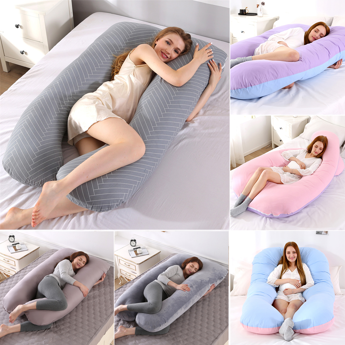 U-Shaped Pregnancy Pillow, Pure Cotton Maternity Pillow, Full Body Pregnant Women Pillow, Extra Comfort Oversize-57x 32 inches, Suitable For Back Sleeper/ Side Sleeper/ Stomach Sleeper - image 1 of 6