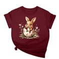 thumbnail image 1 of Tops de Cuello Alto para las Mujeres Amante Impreso Camiseta Cuello Redondo Manga Corta, Poliéster Spandex, 1 of 7