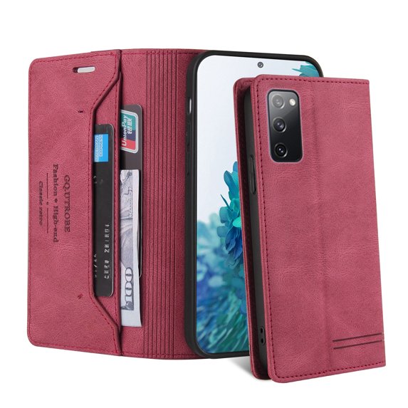 Galaxy S20 FE Case Wallet, PU Leather RFID Blocking Flip Kickstand Credit Cards Holder Shockproof Protective Wallet Case Folio Cover for Samsung Galaxy S20 FE/ Galaxy S20 Lite 6.5" - Red