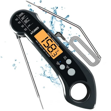 Flamen Digital Meat Thermometer 2-in-1 Dual Probe with Backlight & Alarm – Meat, Food, Instant Read
