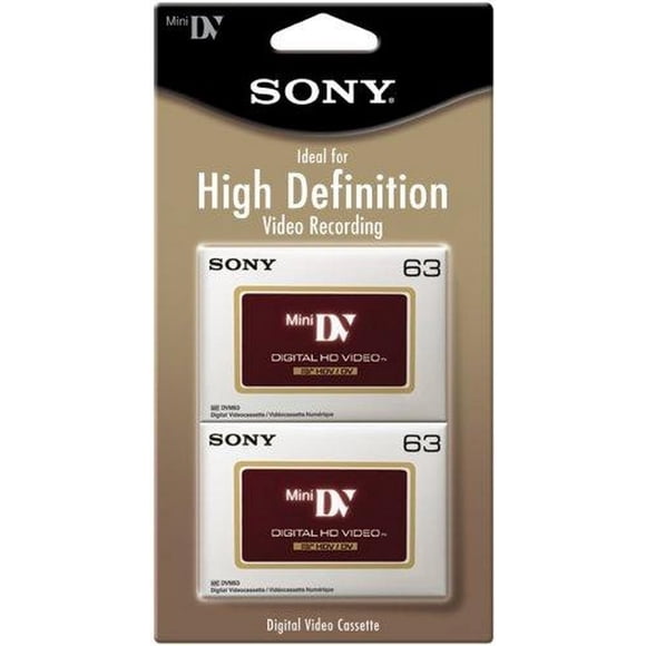 Videocasete Minidv Sony DVM63HDR/2 de alta definición, paquete de 2