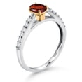 thumbnail image 3 of Gem Stone King 10K White and Yellow Gold Red Garnet and White Lab Grown Diamond Engagement Ring for Women (0.75 Cttw, Oval 6X4MM, Gemstone January Birthstone, Size 7), 3 of 4