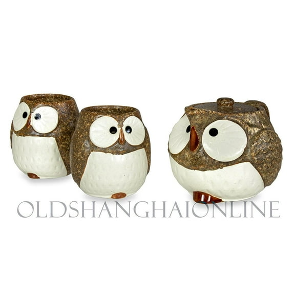 Owl Ceramic Tea Set (Brown)