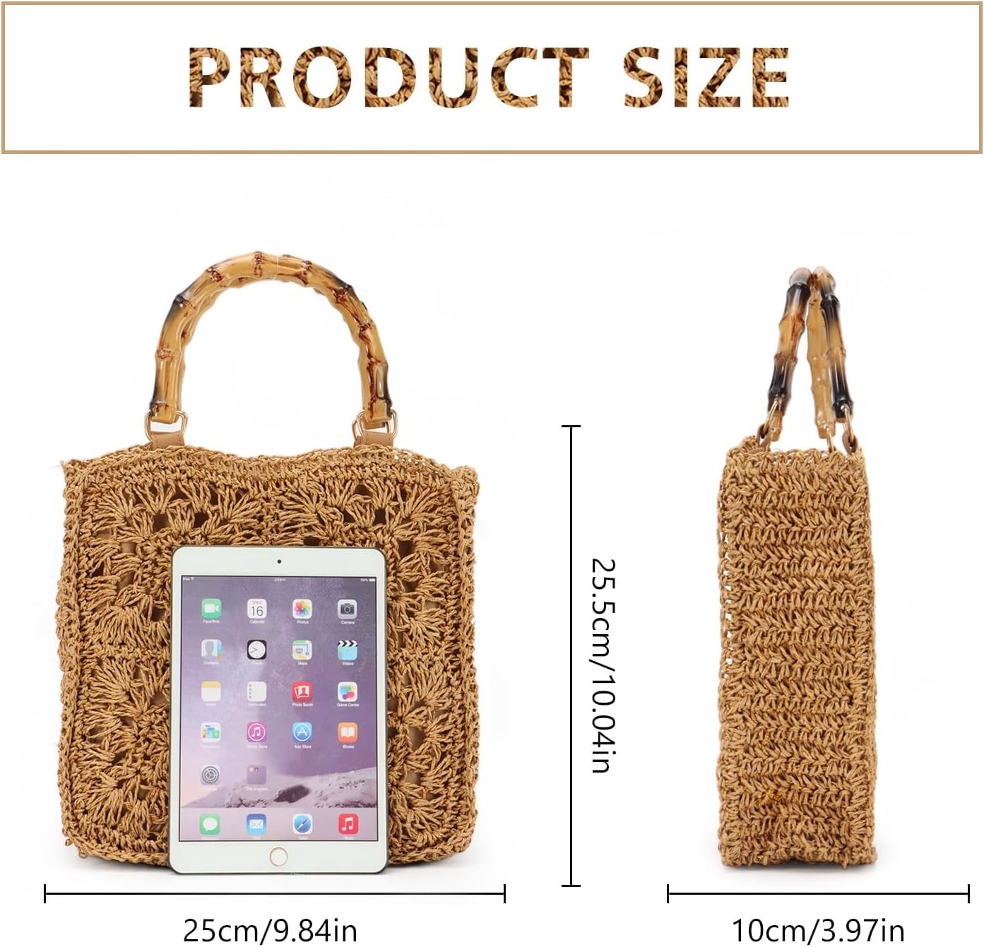 LinYooLi Straw Purse Tote Handbags Rattan Woven Beach Clutch Bag for Women Beach Summer Travel