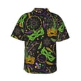thumbnail image 3 of Balery Carnival Mardi Gras3 Print Men's Hawaiian Shirts Short Sleeve Beach Shirt Relaxed Fit Vacation Button Down Shirts-3X-Large, 3 of 9