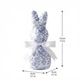 thumbnail image 3 of Porcelain Blue and White Chinoiserie Easter Bunny Figurine 7.5 Inch, Fabric Wrapped Rabbit Decoration with Bowtie, Spring Table Centerpiece, Porcelain Style Farmhouse Shelf Mantel Home Decor, 3 of 6