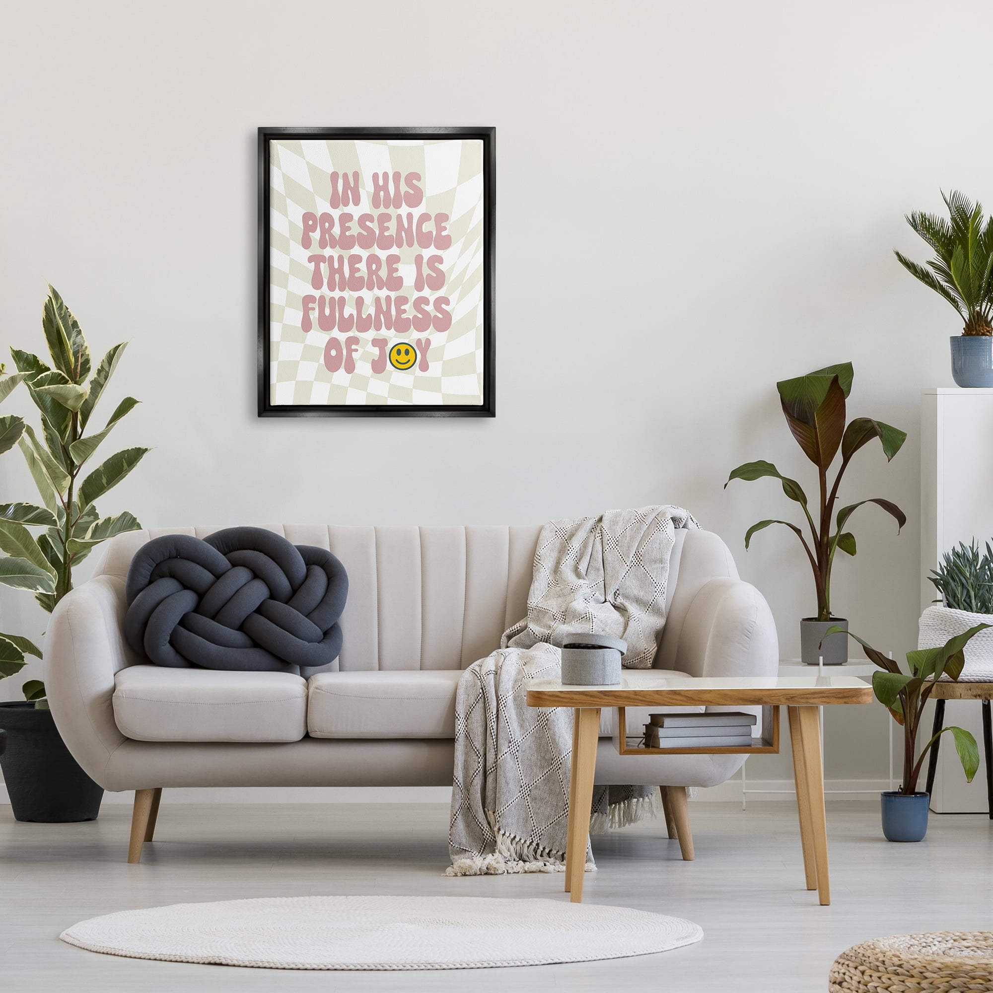 Stupell Industries Retro Religious Patterned Inspirational Painting Black Floater Framed Canvas Art Print Wall Art, 25 x 31