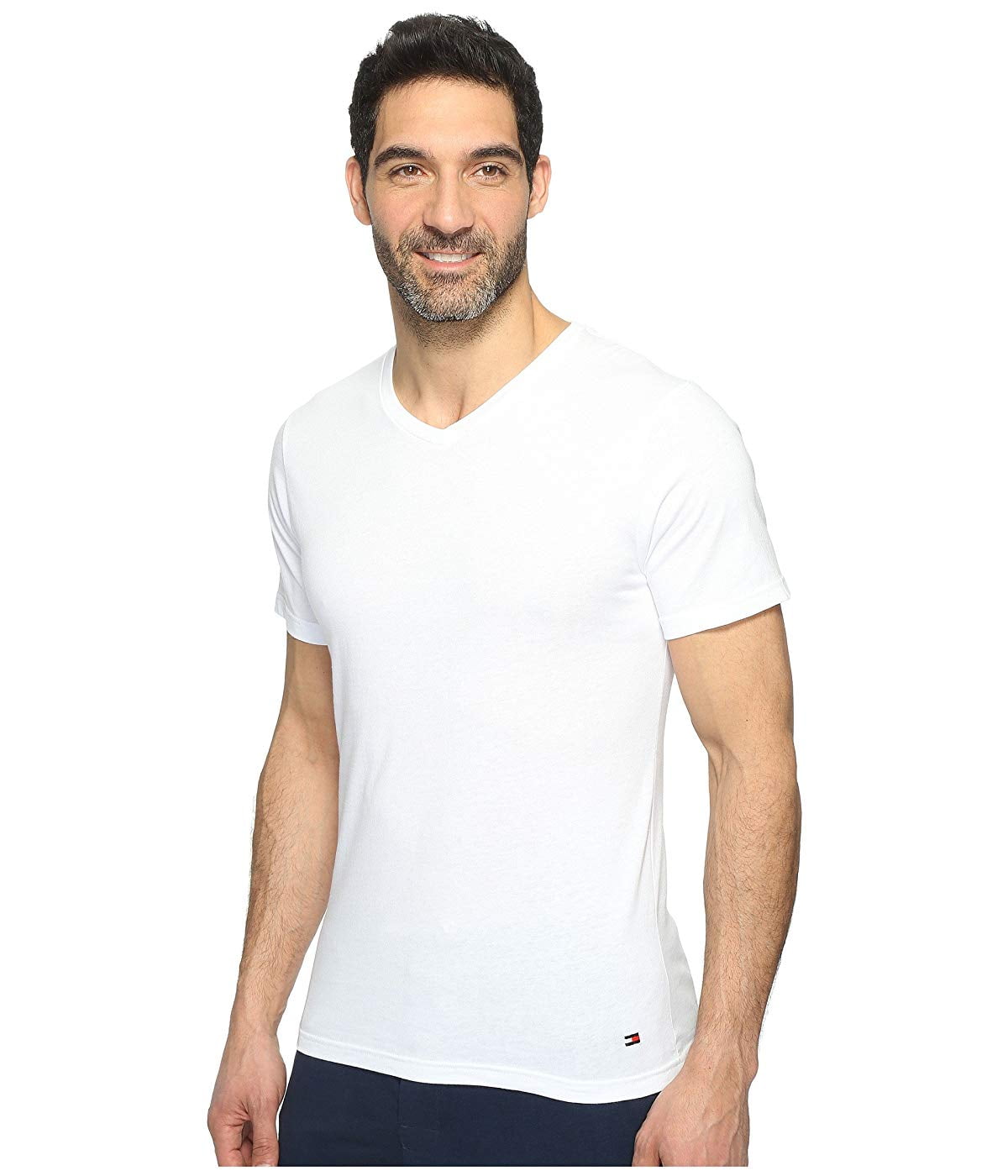 Tommy Hilfiger Core Stretch Slim V-Neck T-Shirt for Men, short-sleeved,  Navy Blazer