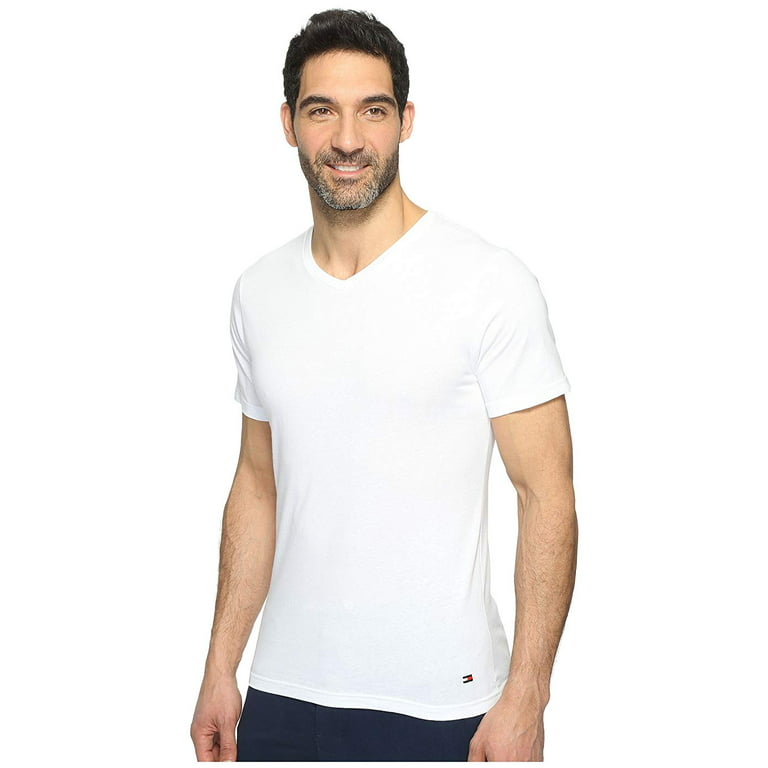 gasformig Forskellige kredit Men's Tommy Hilfiger 09T3203 Cotton Classics Slim Fit V-Neck T-Shirts - 3  Pack (White XL) - Walmart.com