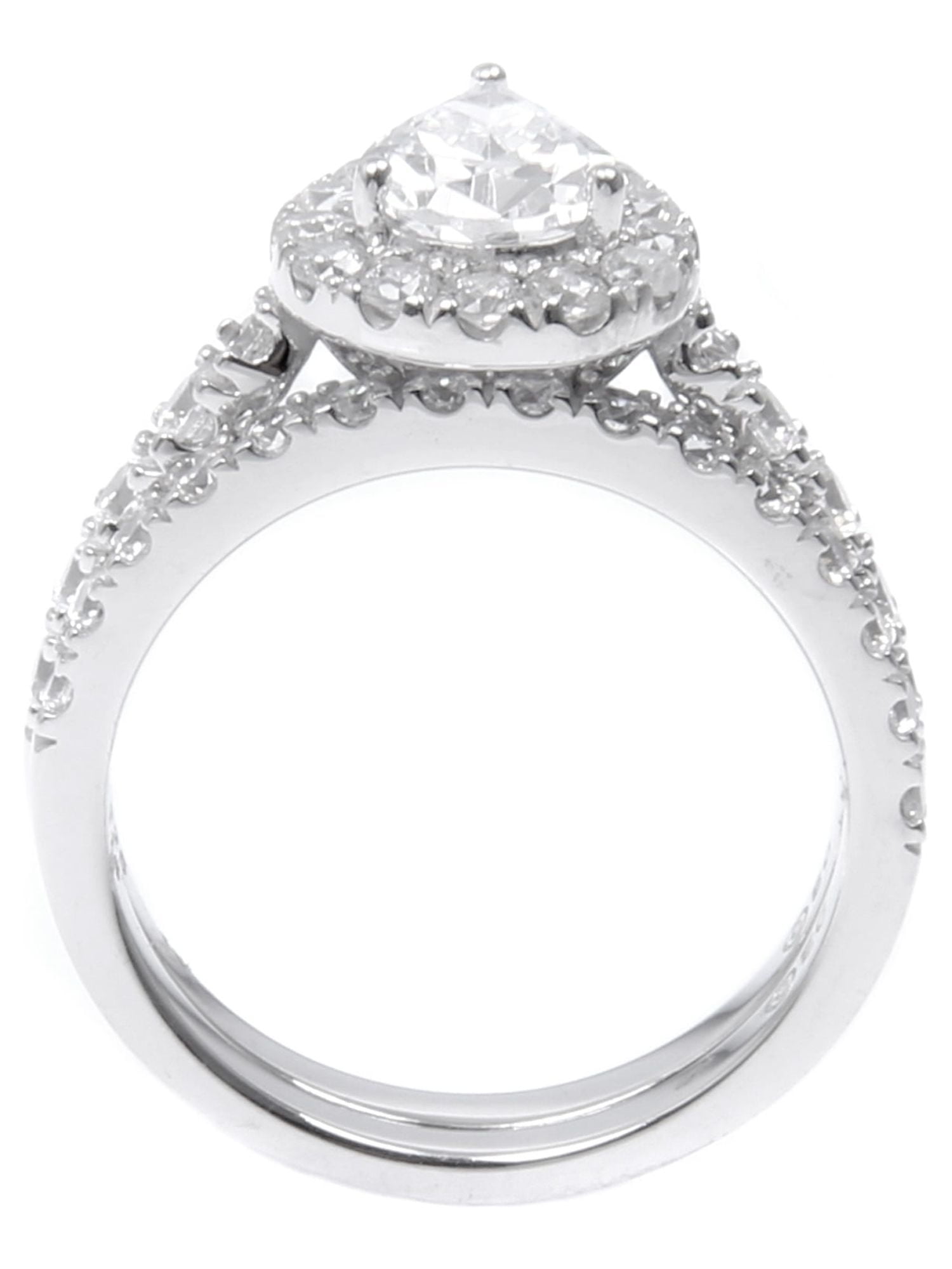 Brilliance Fine Jewelry Pear Cut Simulated Diamond Engagement Ring Set, Sterling Silver, Size 7