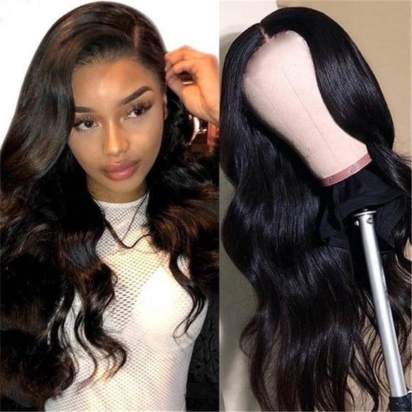 Peluca de mujer de pelo largo ondulado y rizado Xihbxyly con flequillo natural