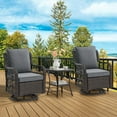 thumbnail image 4 of Garvee 3 Pieces Outdoor Swivel Rocker Chair Set, Outdoor Swivel Glider Rocker, Outdoor Rocking Chair Set with Glass Top Table with Thick Cushions for Backyard, Balcony, Deck, Grey, 4 of 8