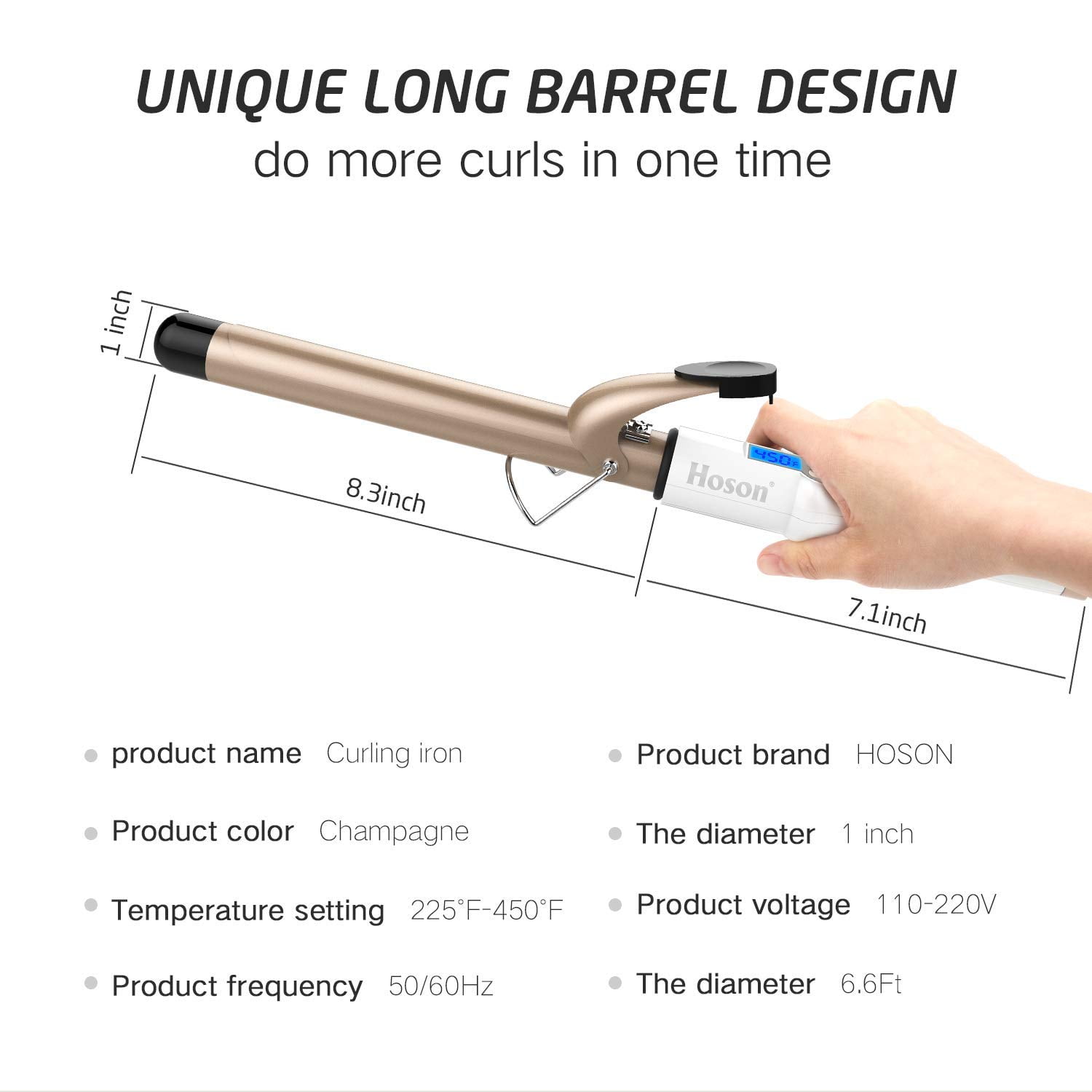 Hoson Professional 3/4 inch Ceramic Hair Curling Iron, 9 Hoson Professional 3/4 inch Ceramic Hair Curling Iron, 9