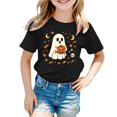 thumbnail image 2 of PEASKJP Halloween Shirts Kids Toddler Ghost Graphic Tee Spooky Season Fall Clothes (Black,3-4 Years), 2 of 7