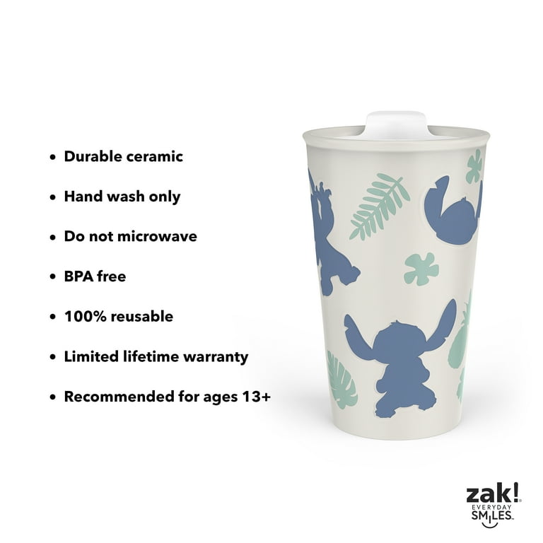 Zak Designs 11oz Stitch Java Twist Tumbler, Ceramic Tumbler with