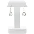 White Gold Plated Flower-Shaped Cubic Zirconia Earrings - Leverback For Women, Green CZ, 22.23x13.6mm