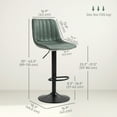 thumbnail image 3 of HOMCOM Adjustable Bar Stools Set of 2, Leathaire Swivel Barstools w/ Back, 3 of 10