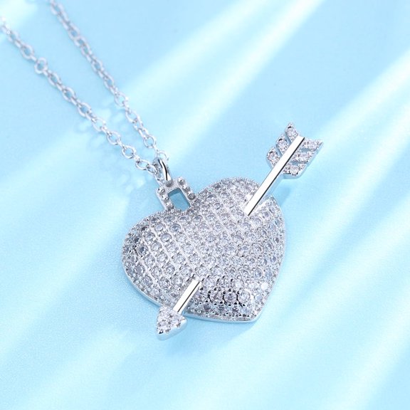 Sterling Silver Shot through the Heart with Crystals