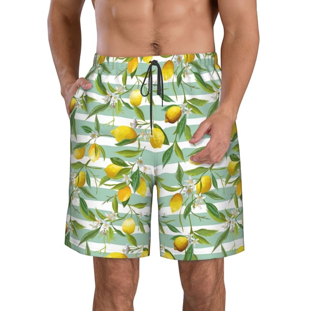 Fotbe Lemon Trajes de Baño Estampados para Hombre, Shorts de Verano de Secado Rápido, Ropa de Playa, Bañadores-XX-Large