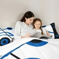 thumbnail image 5 of Manfei Abstract Music Note Full Size Comforter Sets,Geometric Circle Bedding Comforter Set,Blue Black White Bedding Sets,Luxury Bedroom Decor,3pcs, 5 of 8