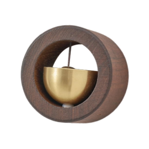 Timbre de puerta de madera creativo y único para el hogar. redondo marrón oscuro