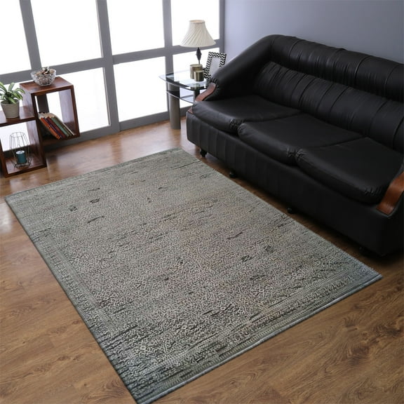 Rugsotic Carpets Hand Knotted Persian, Oriental Silk And Wool Floor Area Rug For Living Room Bedroom, Gray, 9'X12'