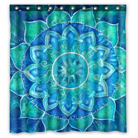 Round Bathroom Windows YKCG Ethinic Mandala Tribal Psychedelic Round Mandala Waterproof Fabric Bathroom Shower Curtain 66x72 inches ()