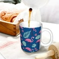 thumbnail image 3 of Yiaed Plants And Flamingos Print Ceramics Coffee,Large Handle Design,Extra Large Tea and Coffee Cup for Office and Home Mugs, 3 of 6
