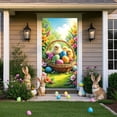 thumbnail image 4 of Uutvery Easter Day Door Cover 35x72 Inches, Polyester Door Curtain Bunny Pattern, Holiday Decor for Wall Party, Welcome Decoration, 4 of 6