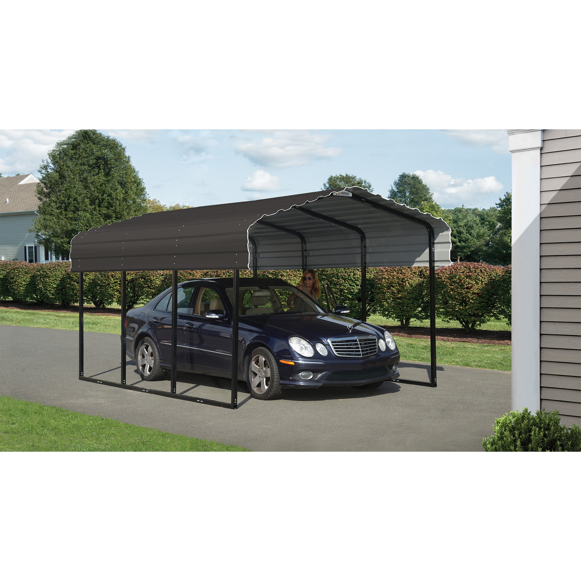 Arrow 10 x 15 x 7 ft Charcoal Carport