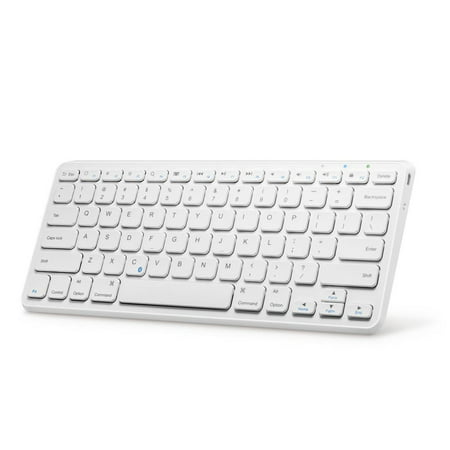 Anker Ultra Compact Slim Profile Wireless Bluetooth Keyboard for iOS, Android, Windows and Mac with Rechargeable 6-Month Battery, White (New Open (Best Compact Bluetooth Keyboard)