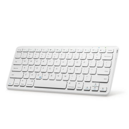 Mac Windows Wireless Keyboard Anker Ultra Compact Slim Profile Wireless Bluetooth Keyboard for iOS, Android, Windows and Mac with Rechargeable 6-Month Battery, White (New Open Box) ()