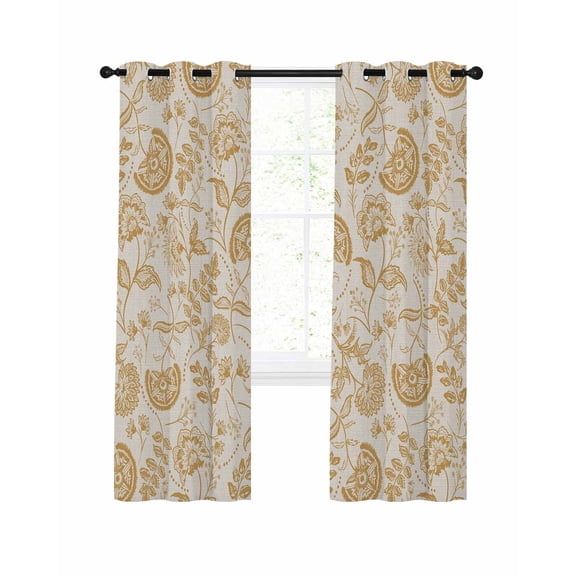 Spring Floral Blackout Curtains, Light Blocking Print Window Curtains, Summer Botanical Farmhouse Vintage Thermal Insulated Window Drapes for Living Room Kitchen Cafe 2 Panels, 104"W x 90"L